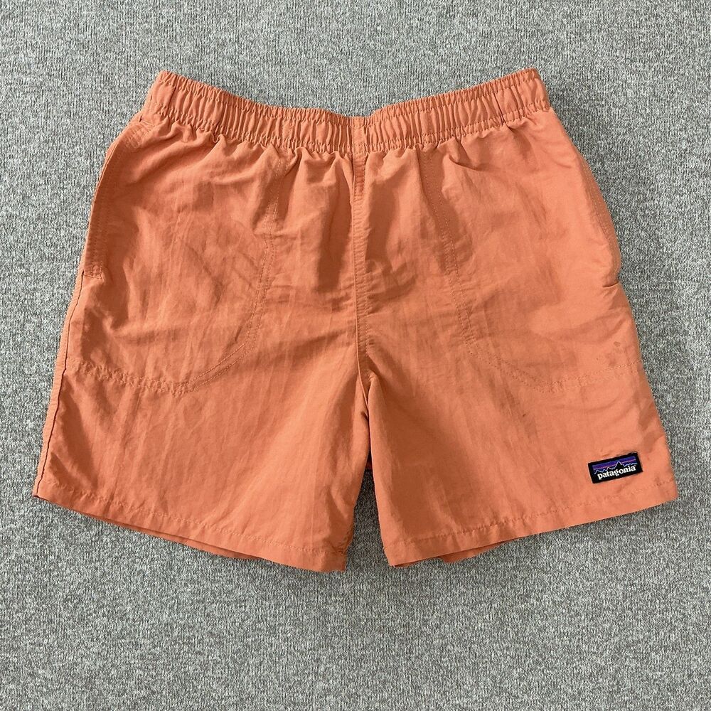 Patagonia Boys Baggies Shorts XL Extra Large 5" Inseam Mellow Melon Orange *FLAW